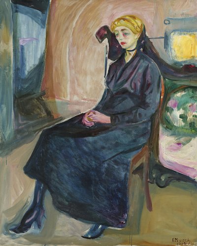 Seated young woman von Edvard Munch als Kunstdruck auf Leinwand