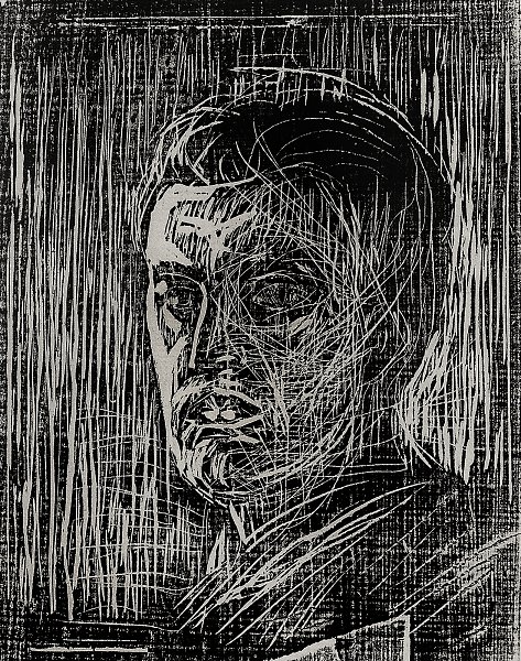 Kunstdruck Self portrait facing left von Edvard Munch als Leinwandbild