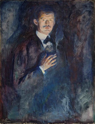 Self portrait with cigarette von Edvard Munch als Kunstdruck auf Leinwand