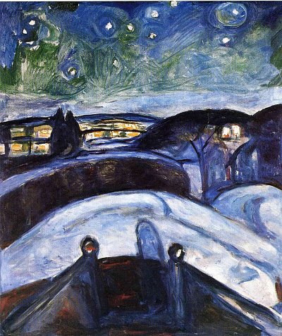 Starry night von Edvard Munch als Kunstdruck auf Leinwand