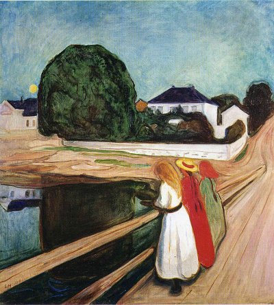 The girls on the bridge von Edvard Munch als Kunstdruck auf Leinwand