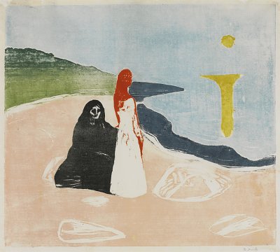 Two woman on the shore von Edvard Munch als Kunstdruck auf Leinwand