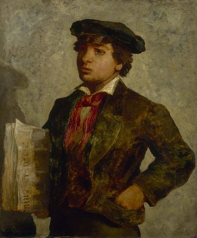 Newspaper Boy von Edward Mitchell Bannister als Kunstdruck auf Leinwand