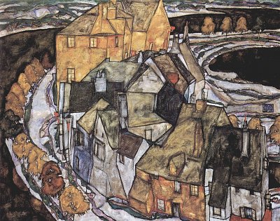 Die Haueserbogen oder Inselstadt von Egon Schiele als Kunstdruck auf Leinwand