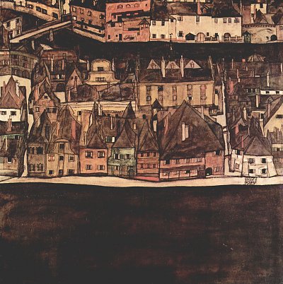 Die kleine Stadt II von Egon Schiele als Kunstdruck auf Leinwand