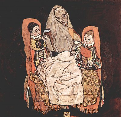 Mutter mit zwei Kindern Die Mutter von Egon Schiele als Kunstdruck auf Leinwand