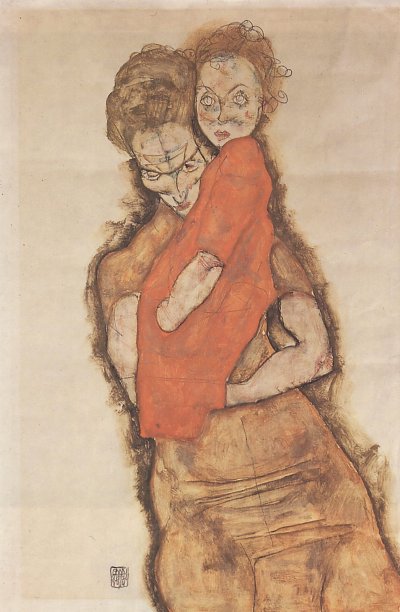 Mutter und Kind von Egon Schiele als Kunstdruck auf Leinwand