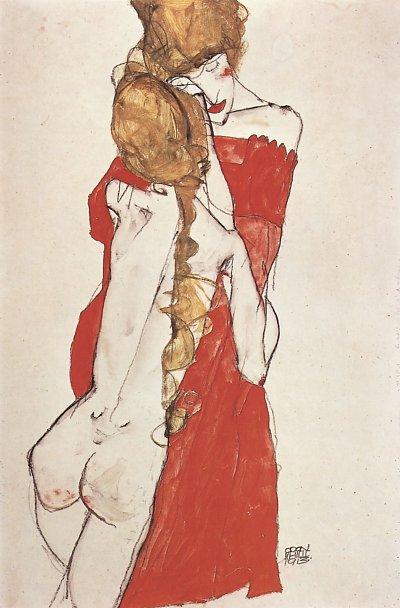 Mutter und Tochter von Egon Schiele als Kunstdruck auf Leinwand