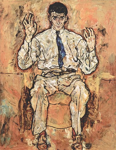 Portraet des Albert Paris von Guetersloh von Egon Schiele als Kunstdruck auf Leinwand