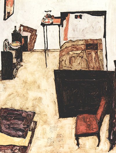 Schieles Wohnzimmer in Neulengbach von Egon Schiele als Kunstdruck auf Leinwand