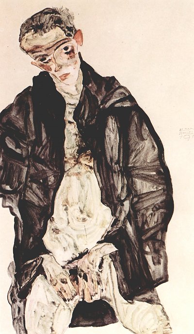 Selbstbefriedigung von Egon Schiele als Kunstdruck auf Leinwand