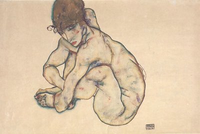 Sitzender weiblicher Akt 1 von Egon Schiele als Kunstdruck auf Leinwand