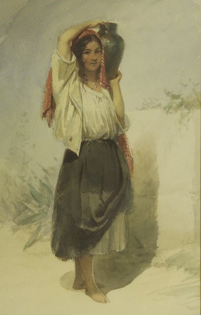 Flicka med vattenkrus von Egron Lundgren als Kunstdruck auf Leinwand