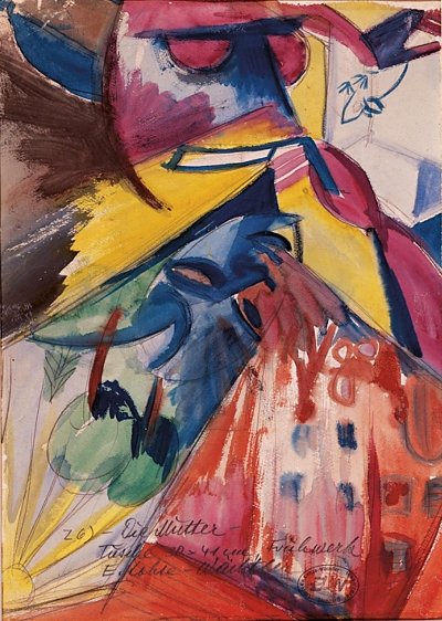 Futuristische Stadtlandschaft mit Frau von Elfriede-Lohse-Waechtler als Kunstdruck auf Leinwand
