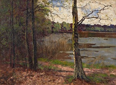 Frühling an einem See in Mecklenburg von Elisabeth von Eicken als Kunstdruck auf Leinwand