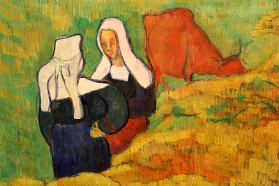 Paesaggio con due donne bretoni von Emile Bernard als Kunstdruck auf Leinwand