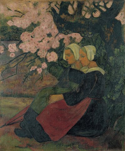 Two Breton Women under an Apple Tree in Flower von Emile Bernard als Kunstdruck auf Leinwand