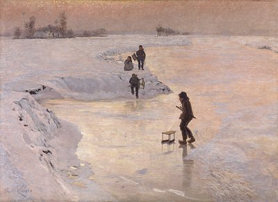 Die Eisvoegel von Emile Claus als Kunstdruck auf Leinwand