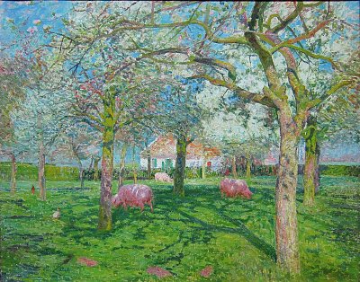 Le verger au printemps au Palais des Beaux von Emile Claus als Kunstdruck auf Leinwand