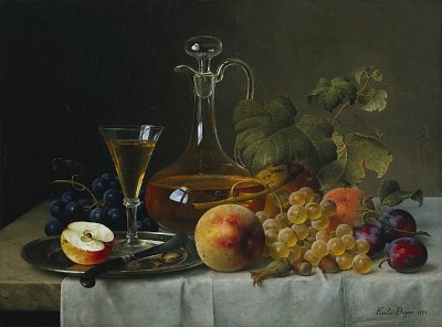 Früchtestillleben1873 von Emilie-Preyer als Kunstdruck auf Leinwand