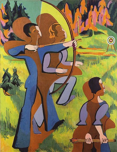 Bogenschuetzen von Ernst-Ludwig-Kirchner als Kunstdruck auf Leinwand