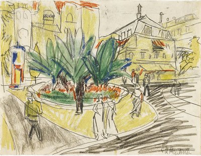 Das Boskett auf dem Albertplatz in Dresden von Ernst-Ludwig-Kirchner als Kunstdruck auf Leinwand