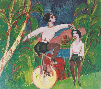 Der Einradfahrer von Ernst-Ludwig-Kirchner als Kunstdruck auf Leinwand