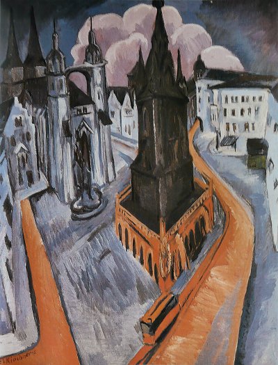 Der Rote Turm von Ernst-Ludwig-Kirchner als Kunstdruck auf Leinwand