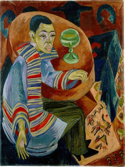 Der Trinker (Selbstbildnis) von Ernst-Ludwig-Kirchner als Kunstdruck auf Leinwand