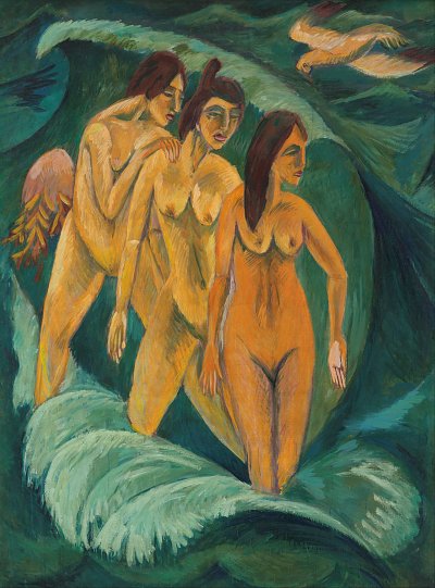 Drei Badende von Ernst-Ludwig-Kirchner als Kunstdruck auf Leinwand