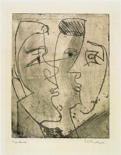 Drei Gesichter von Ernst-Ludwig-Kirchner als Kunstdruck auf Leinwand