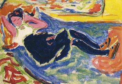 FRAU MIT SCHWARZEN STRÜMPFEN (DIE SCHWARZE GRETE) von Ernst-Ludwig-Kirchner als Kunstdruck auf Leinwand