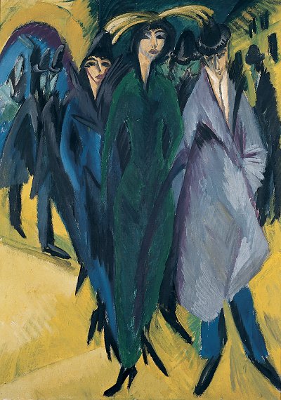 Frauen auf der Straße von Ernst-Ludwig-Kirchner als Kunstdruck auf Leinwand