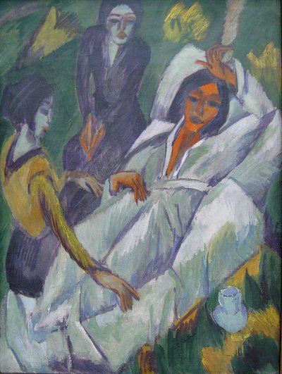 Frauen beim Tee von Ernst-Ludwig-Kirchner als Kunstdruck auf Leinwand