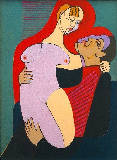 Großes Liebespaar (Ehepaar Hembus) von Ernst-Ludwig-Kirchner als Kunstdruck auf Leinwand