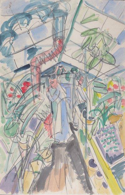 Im Gewaechshaus von Ernst-Ludwig-Kirchner als Kunstdruck auf Leinwand