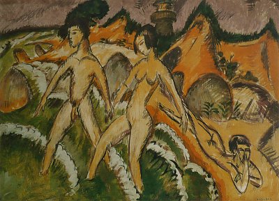 Ins Meer Schreitende von Ernst-Ludwig-Kirchner als Kunstdruck auf Leinwand