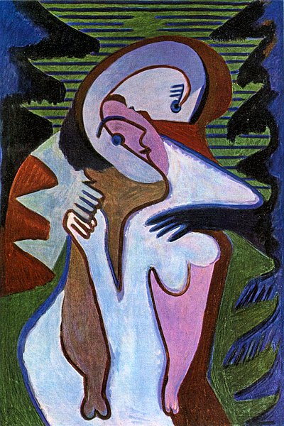 Liebespaar (Der Kuss) von Ernst-Ludwig-Kirchner als Kunstdruck auf Leinwand