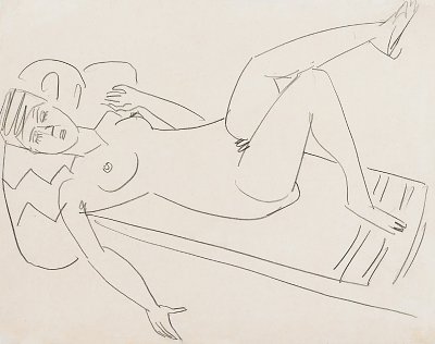 Liegendes Mädchen von Ernst Ludwig Kirchner als Kunstdruck auf Leinwand