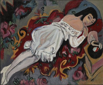 Mädchen in weißem Hemd von Ernst Ludwig Kirchner als Kunstdruck auf Leinwand