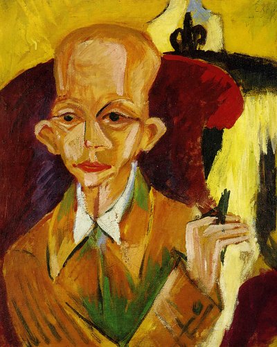 Portrait Oskar Schlemmer von Ernst-Ludwig-Kirchner als Kunstdruck auf Leinwand