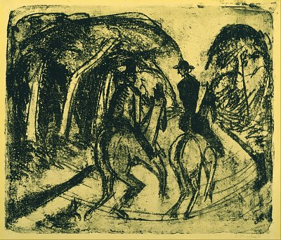 Reiter im Grunewald von Ernst Ludwig Kirchner als Kunstdruck auf Leinwand