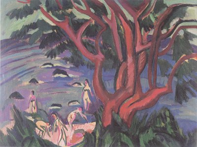 Roter Baum am Strand von Ernst Ludwig Kirchner als Kunstdruck auf Leinwand