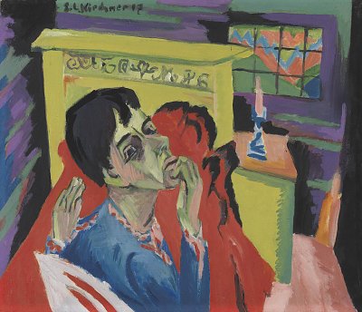 Selbstbildnis als Kranker von Ernst Ludwig Kirchner als Kunstdruck auf Leinwand