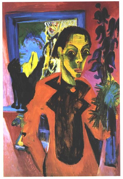Selbstporträt mit Schatten von Ernst Ludwig Kirchner als Kunstdruck auf Leinwand