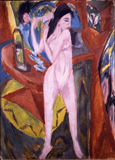 Sich kämmender Akt von Ernst Ludwig Kirchner als Kunstdruck auf Leinwand
