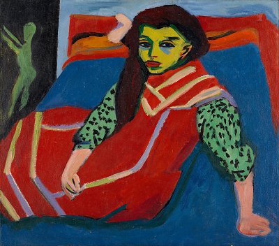 Sitzendes Maedchen Fraenzi Fehrmann von Ernst Ludwig Kirchner als Kunstdruck auf Leinwand