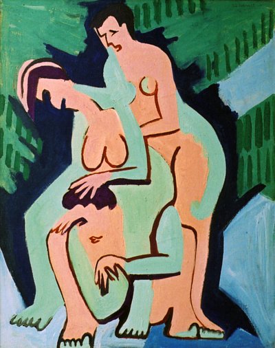 Spielende Badende von Ernst Ludwig Kirchner als Kunstdruck auf Leinwand