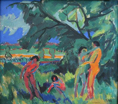 Spielende nackte Menschen von Ernst Ludwig Kirchner als Kunstdruck auf Leinwand