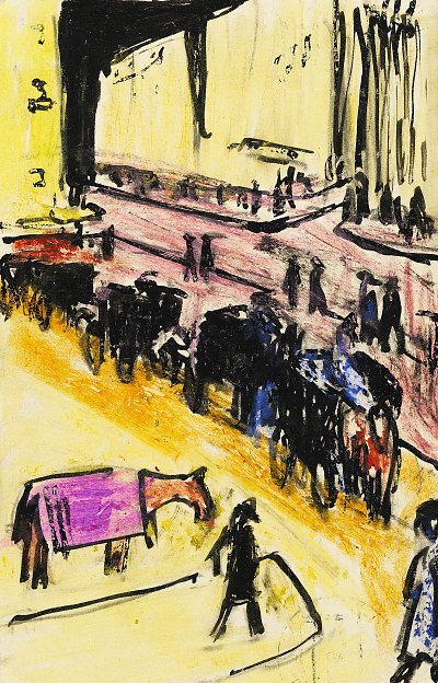 Straßenszene von Ernst Ludwig Kirchner als Kunstdruck auf Leinwand